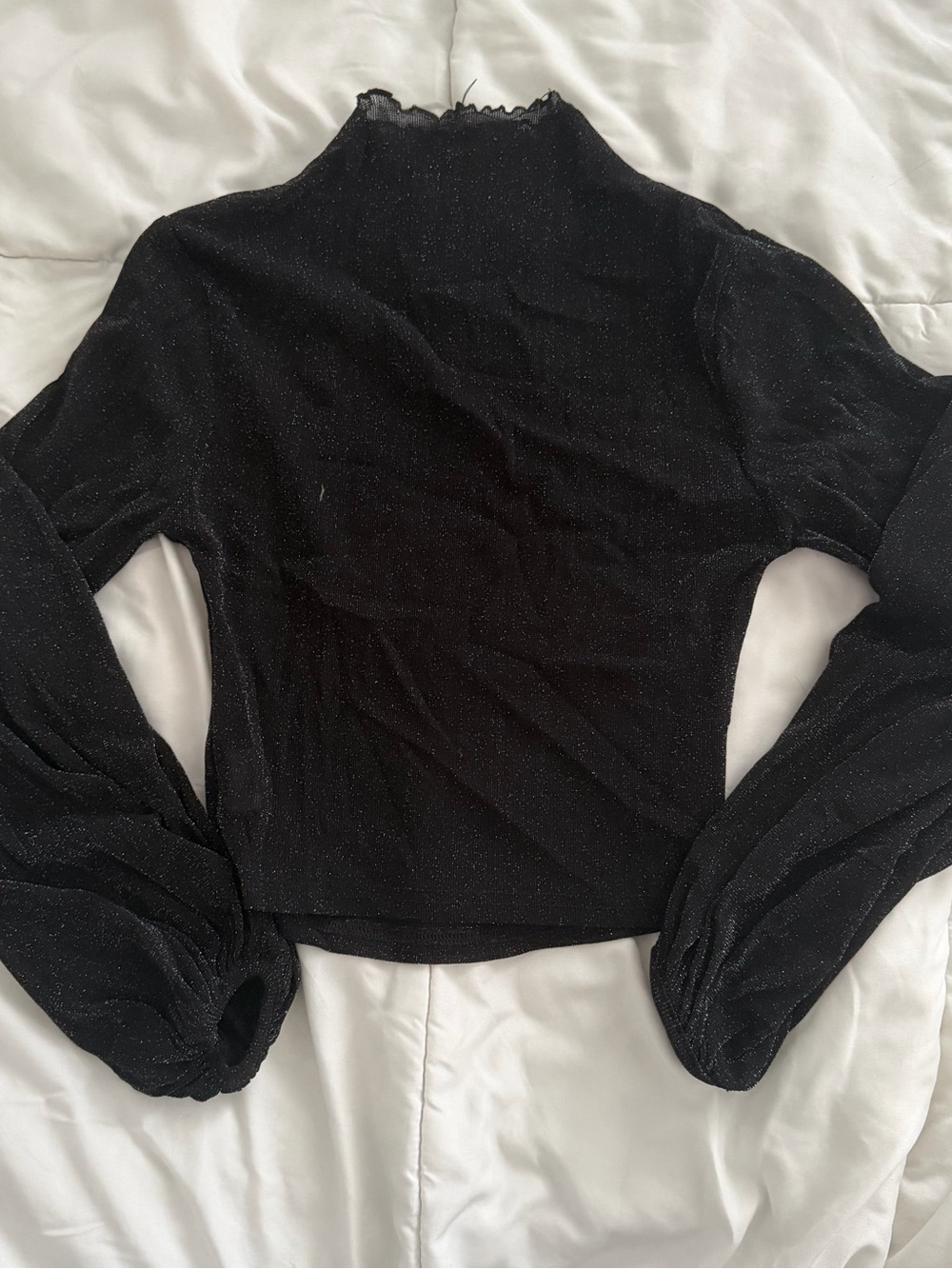 Sparkle Black Long Sleeve Mock Neck Top